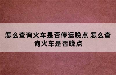 怎么查询火车是否停运晚点 怎么查询火车是否晚点